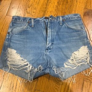 High waisted denim shorts